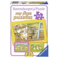 Ravensburger puzzle (slagalice) - Moje prve puzzle, 3 u 1, mace,kuce I zeke