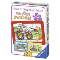 Ravensburger puzzle (slagalice) - Moje prve puzzle, 3 u 1, masine